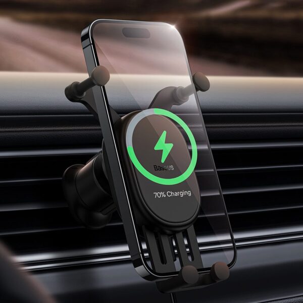 00 baseus gravitational wireless charging car mount holder for phone ml »