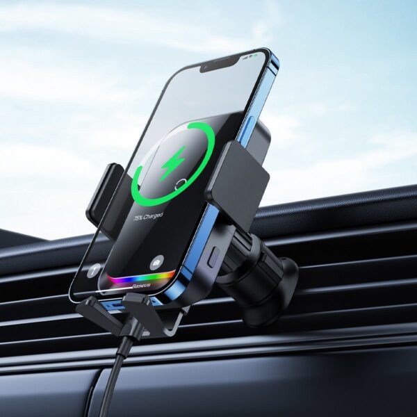 eng pl Baseus Halo car phone holder with 15W induction charger for a sheet of paper black SUDD000001 107557 9 -