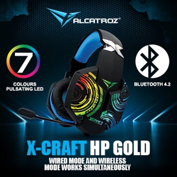 HEADSET BLUETOOTH GAMING ALCATROZ X CRAFT HP GOLD »