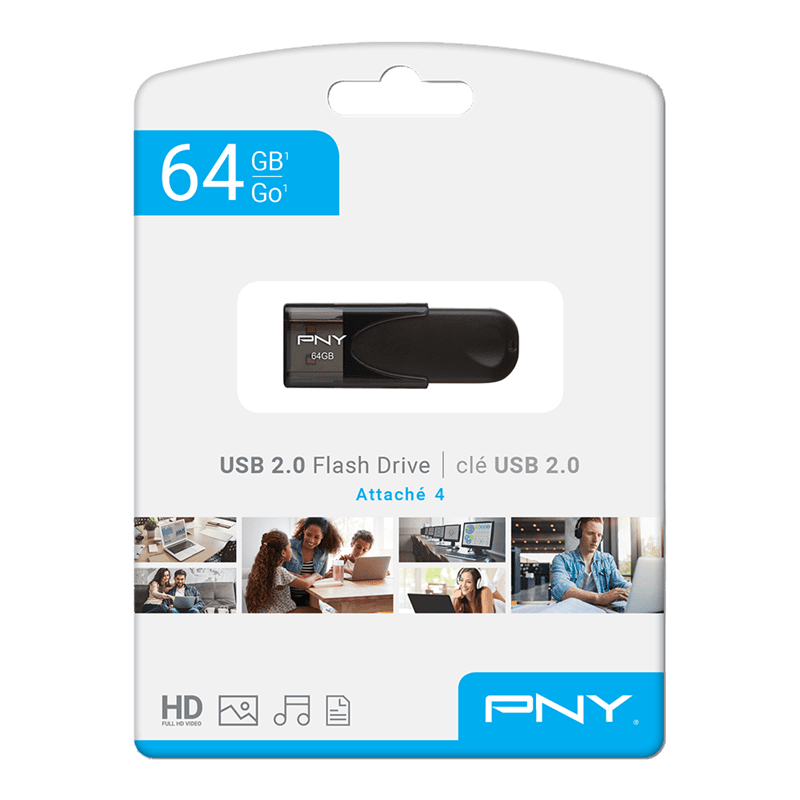 PNY USB Flash Drive Attache4 Black 64GB pk -