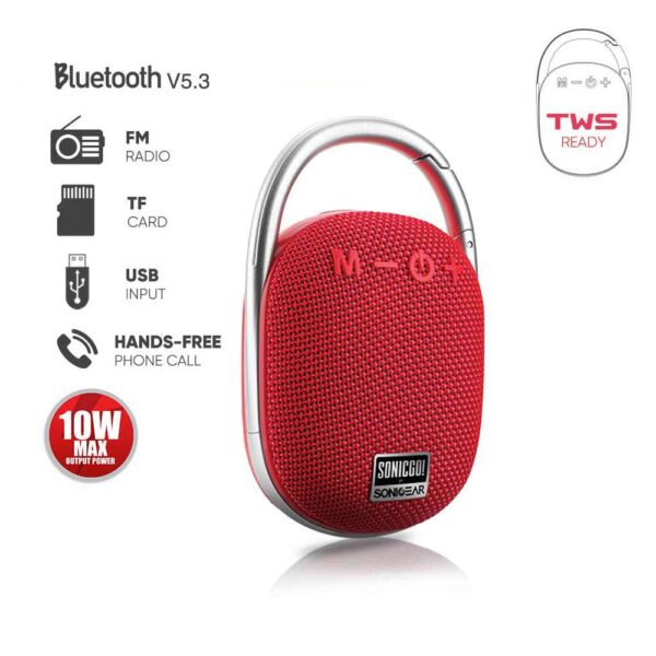 SonicGear SONICGO 1 Portable Bluetooth Speaker Red 1 -