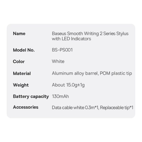 eng pl Active passive stylus for iPad Baseus Smooth Writing 2 SXBC060302 white 144552 20 »