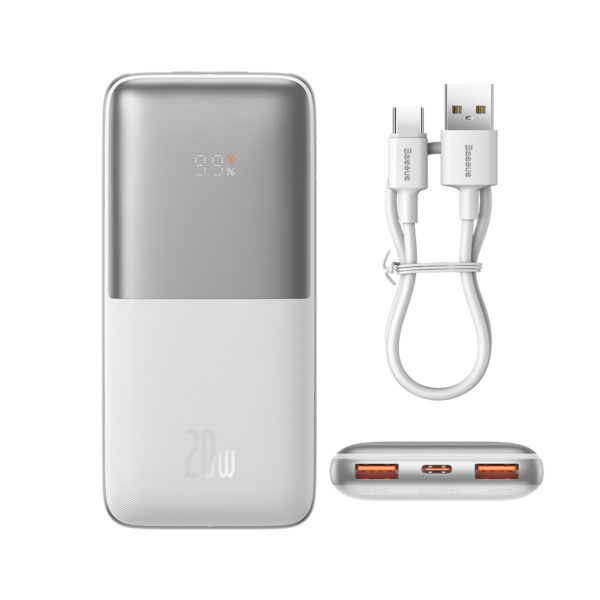 eng pl Baseus Bipow Pro Power Bank 10000mAh 20W white with USB Type A USB Type C 3A 0 3m cable PPBD040202 107380 1 »